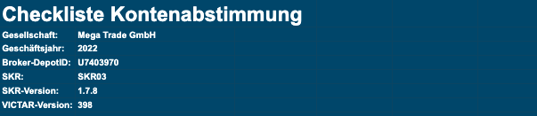 Kontenabstimmung Wertpapierverbuchung leicht gemacht: VICTAR 3 Checkliste Kontenabstimmung Stammdaten