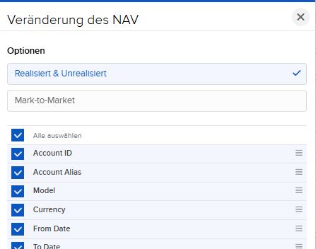 FlexQuery für VICTAR Veränderung des NAV