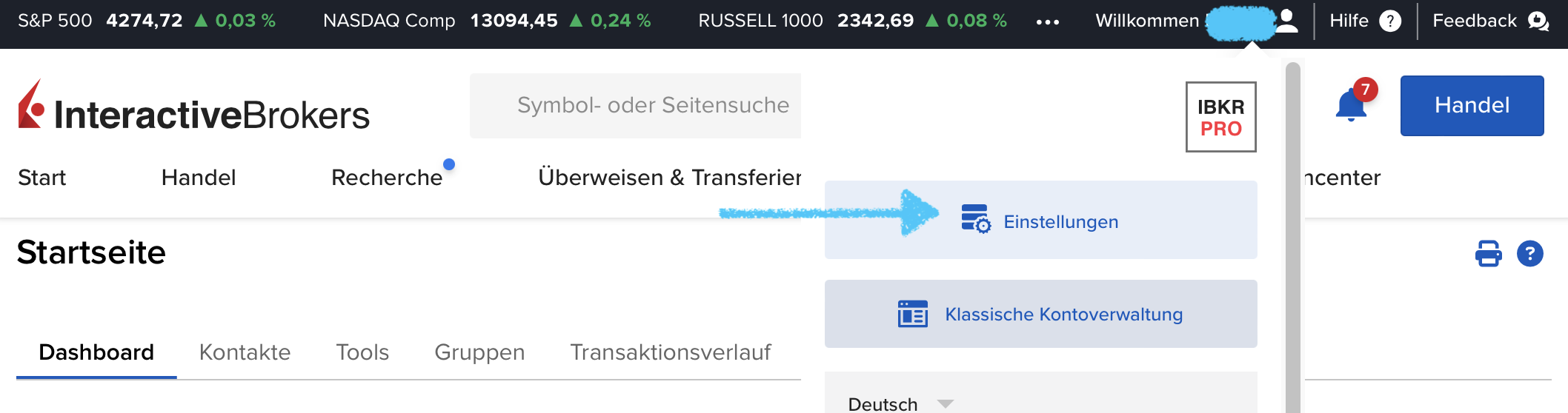 Premium Service einrichten 2 IB Administrator Einstellungen